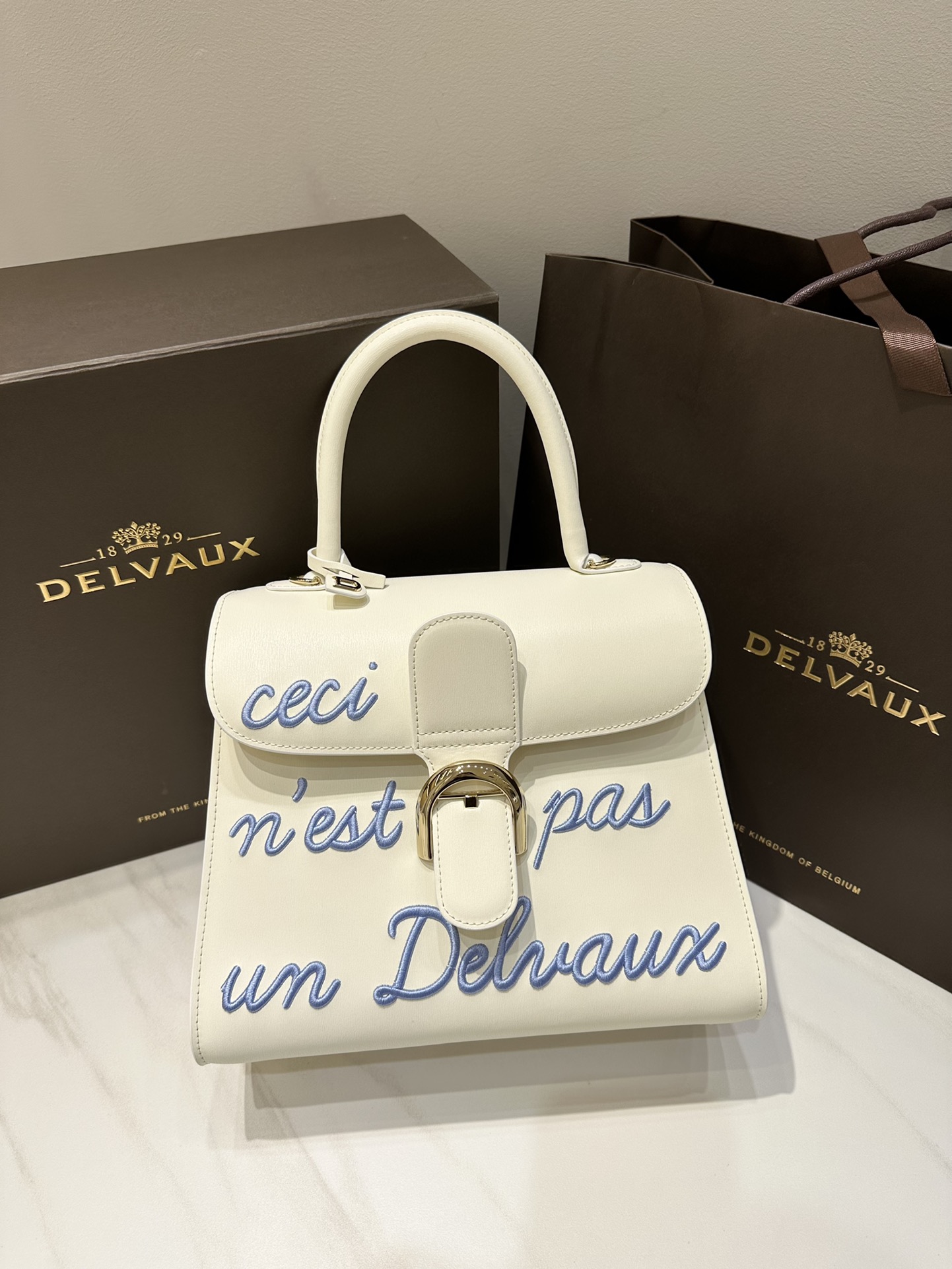 [TOP] Delvaux Brillant Bag Box Leather 28cm - White - 711 Luxury