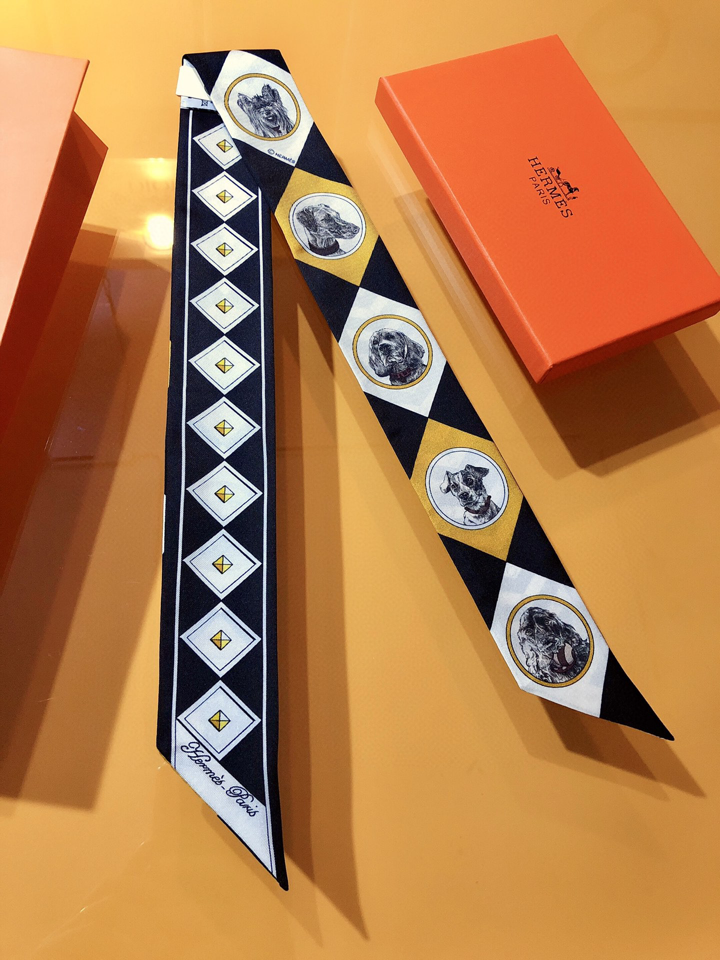 [TOP] HERMES Twilly Scarf - Black - 711 Luxury