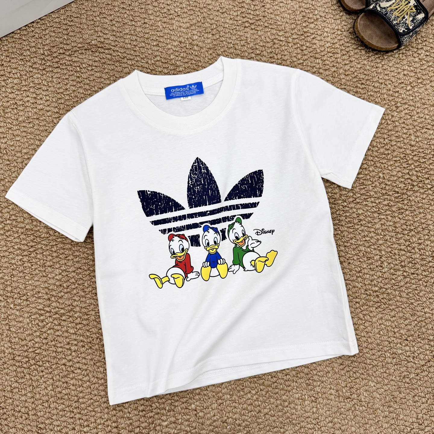 Adidas Kids Disney Donald Duck Cartoon Print Short Sleeve T-Shirt For Boys Girls Full Original Tags Sizes 90-160