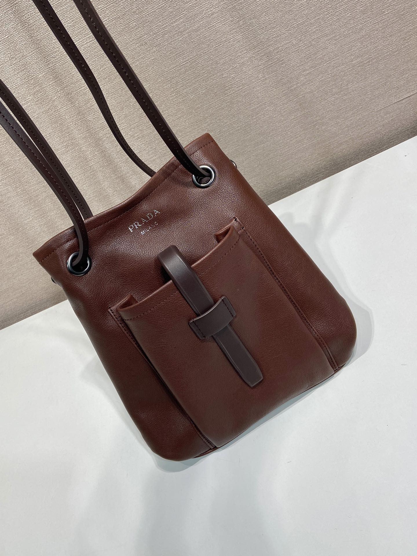 [TOP] PRADA Tote Bag Calfskin 25x24cm - Chocolate