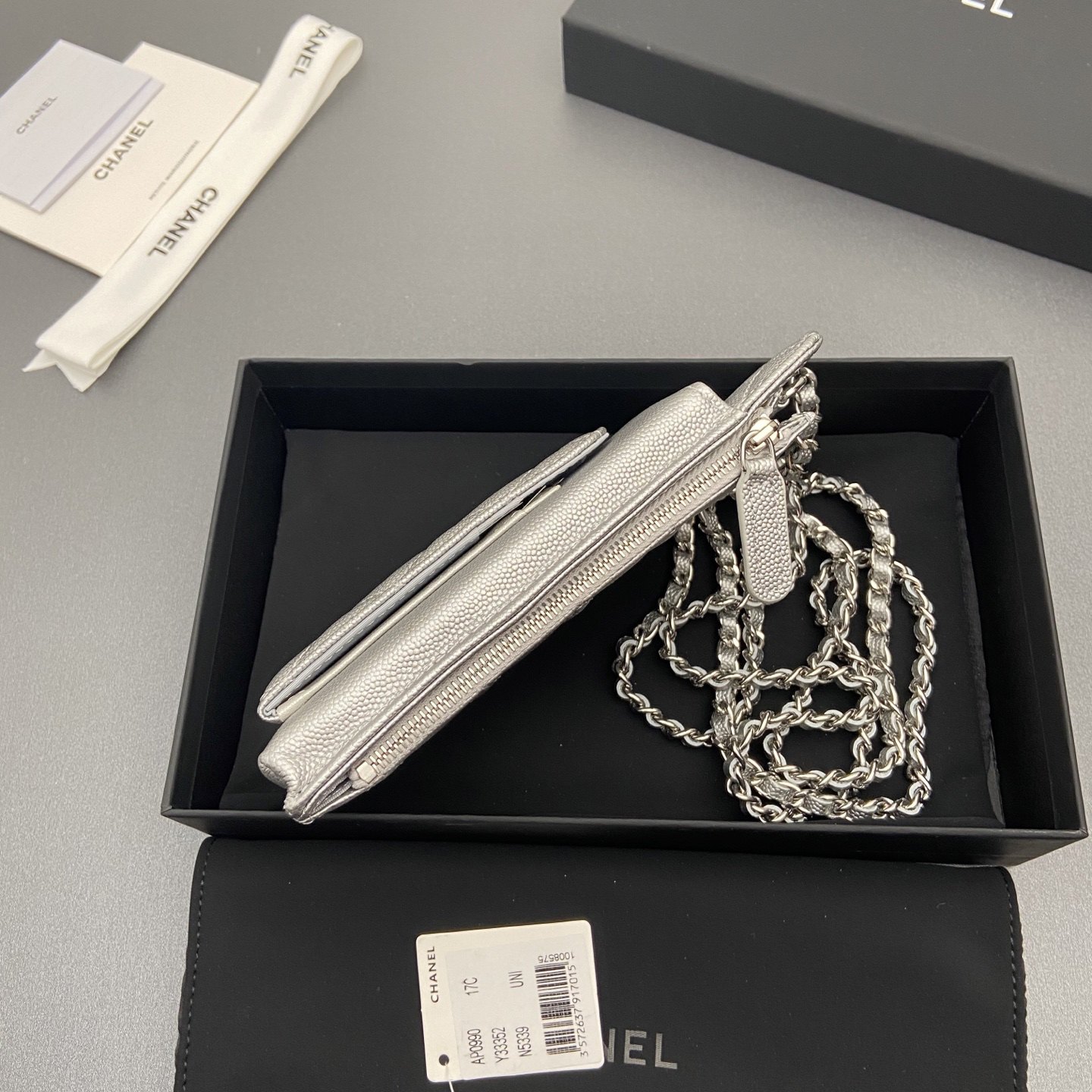 [TOP] CHANEL Phone Bag 18.5-9-3cm - Grey