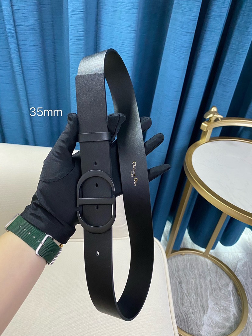 [TOP] Christian Dior Belt Cowhide 35mm - Black - 711 Luxury