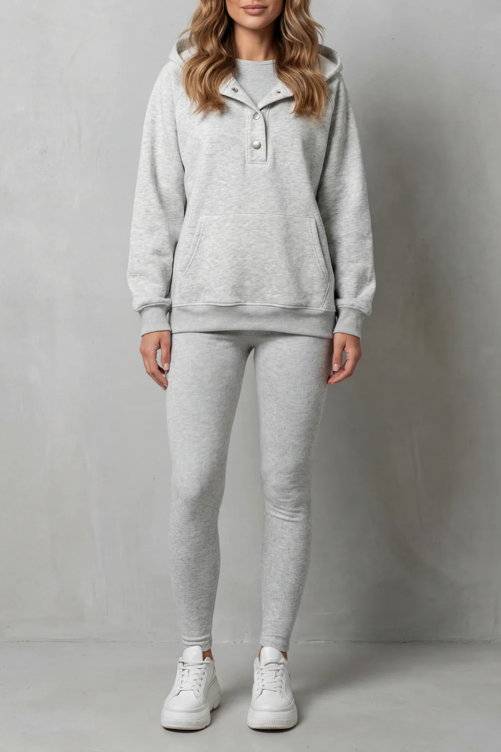 Thalina – Button detail hoodie – Cozy Relaxed Set