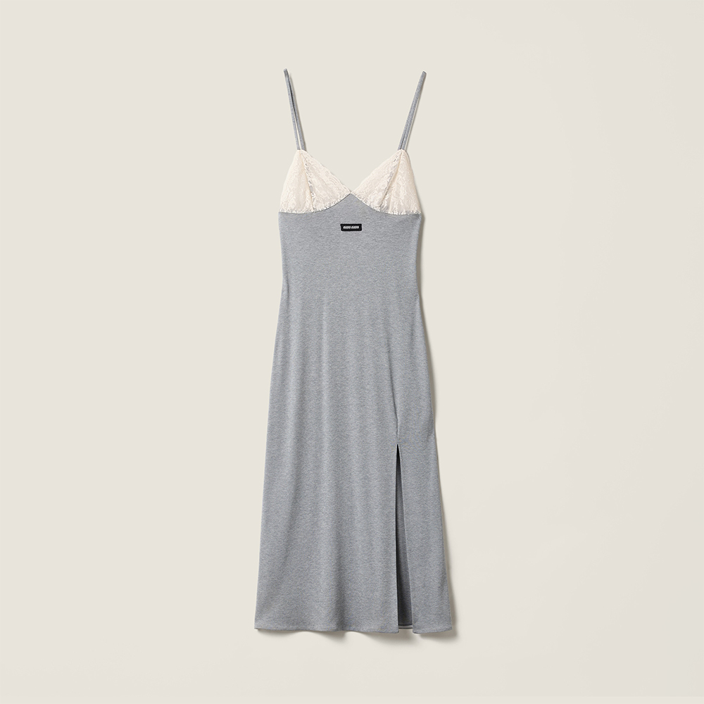 MiuMiu Grey Silk Jersey Dress #380047