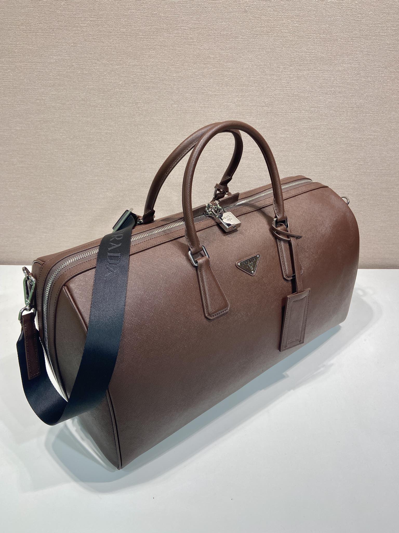 [TOP] PRADA Saffiano Travel Bag 50x27.5x25cm - Chocolate - 711 Luxury