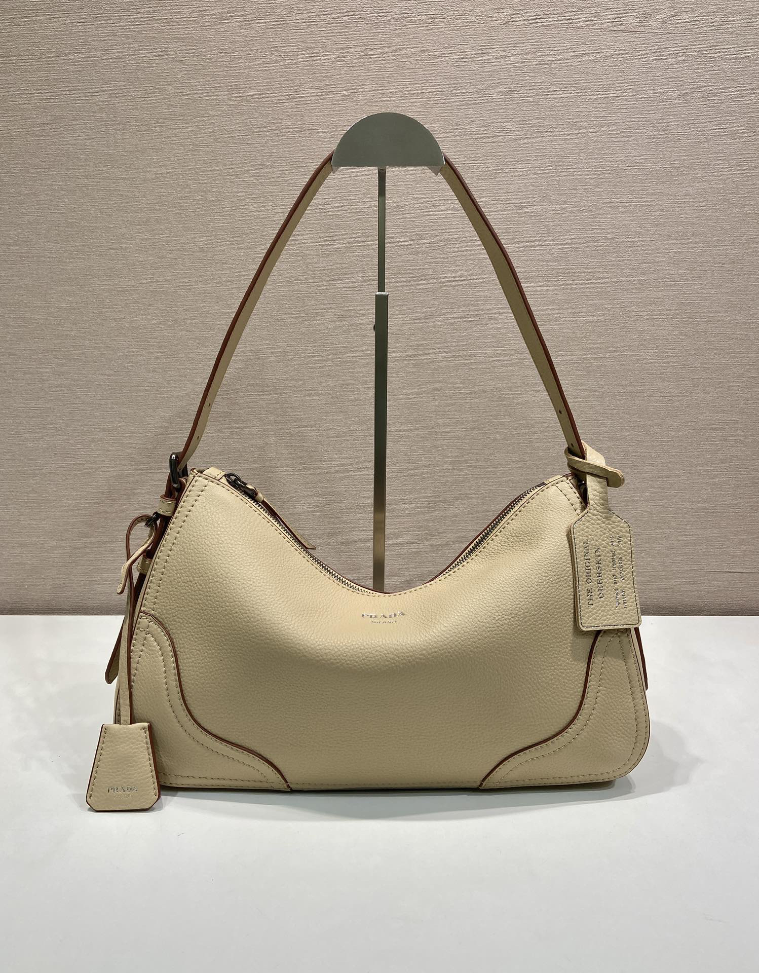 [TOP] PRADA Aimée Hobo Bag 36x20x11cm - Khaki