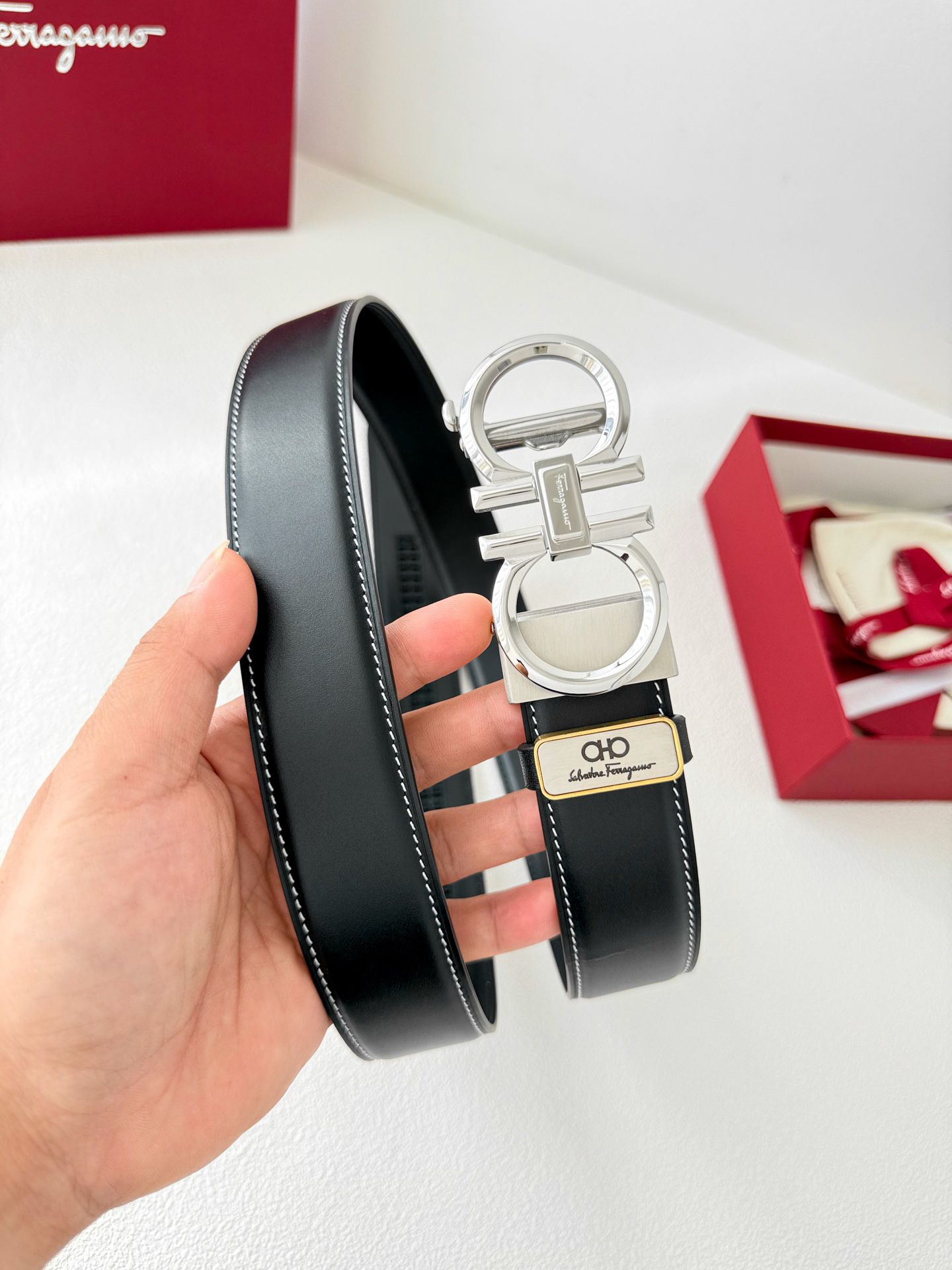 [TOP] Ferragamo Men's Belt 3.5cm - Black - 711 Luxury