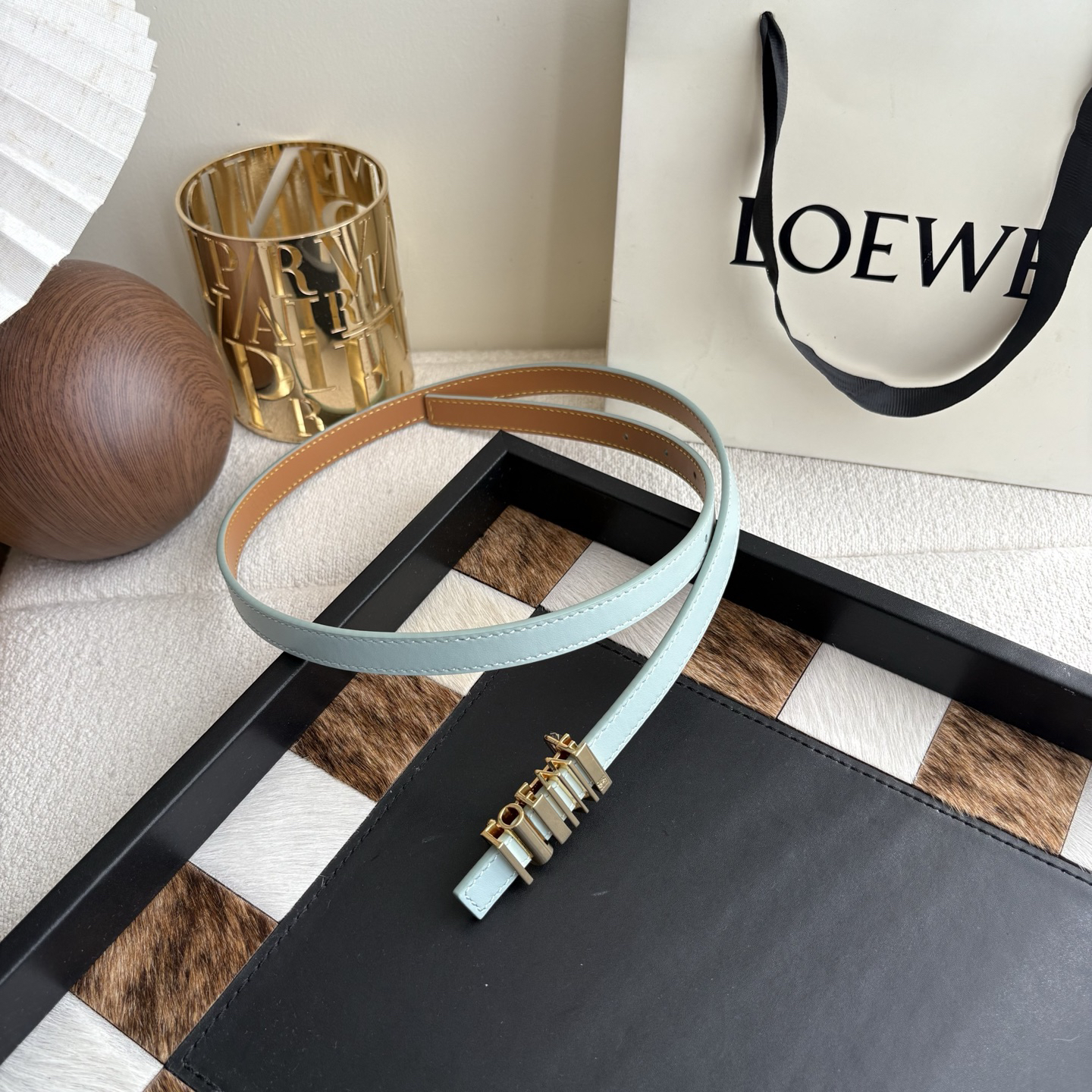[TOP] LOEWE Leather Belt 1.5 cm - Blue - 711 Luxury