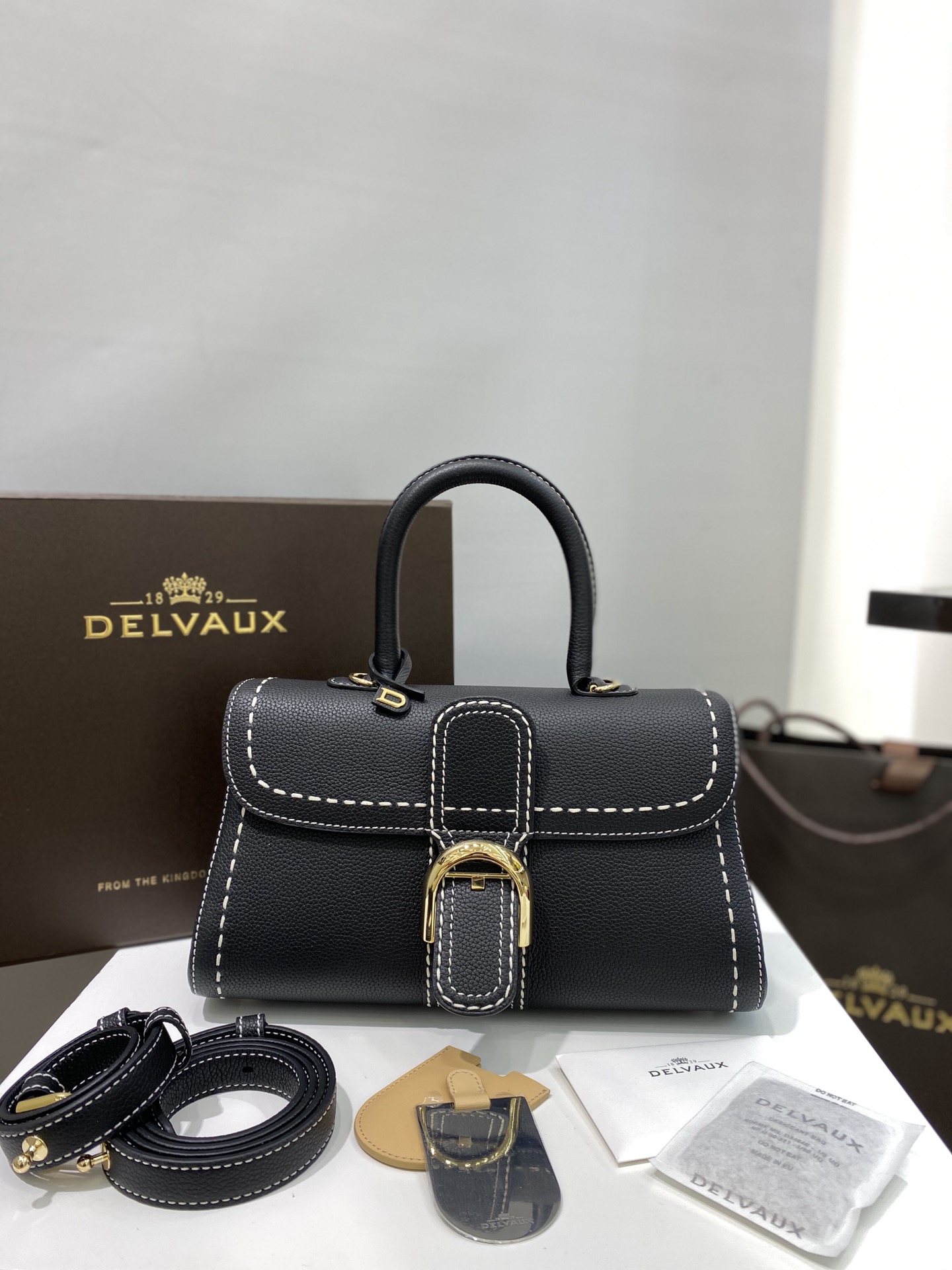 [TOP] Delvaux Brillant Bag 28*12*15.5cm - Black - 711 Luxury