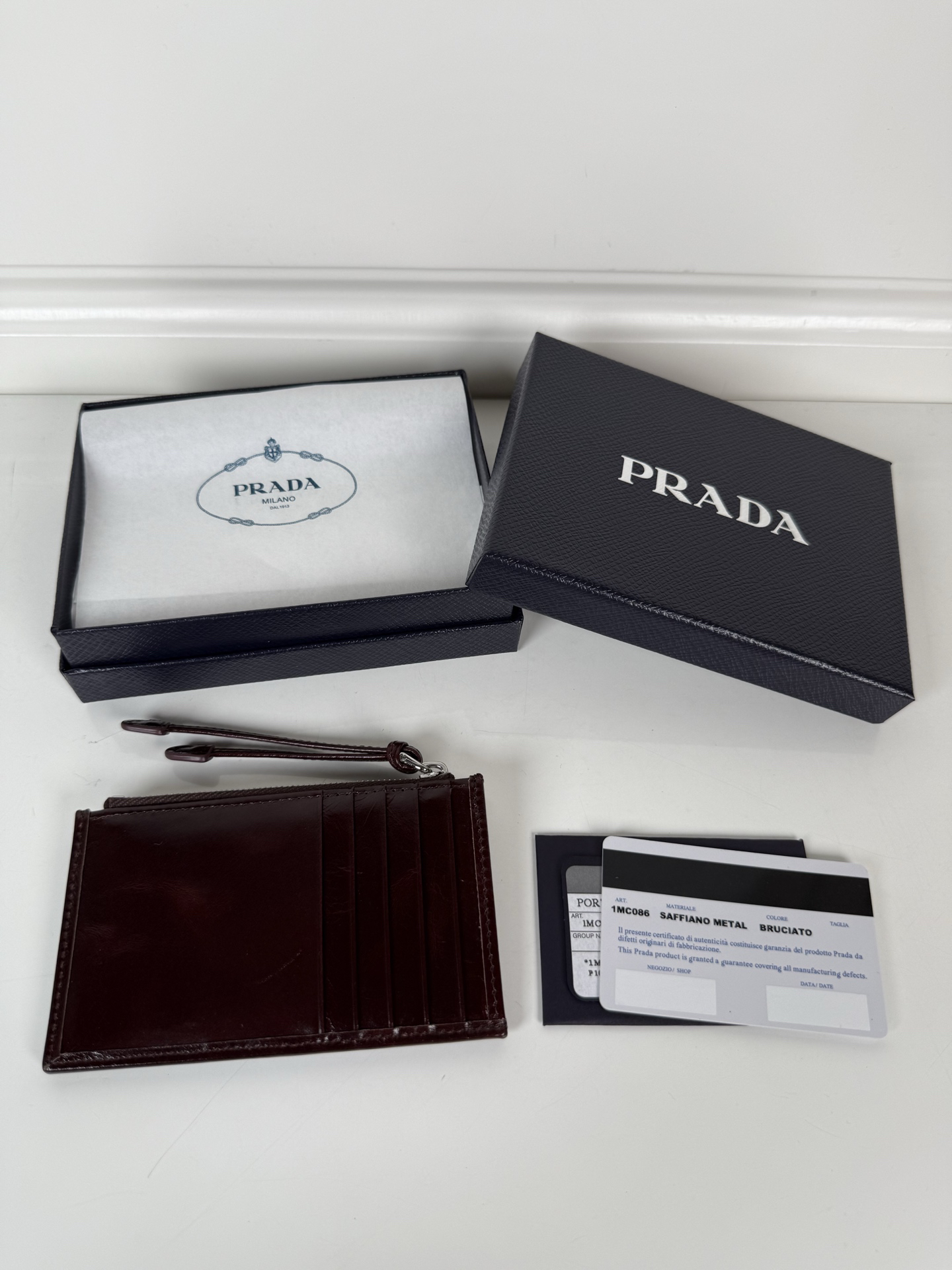 [TOP] PRADA Short Wallet 8cm*13cm - Wine Red - 711 Luxury