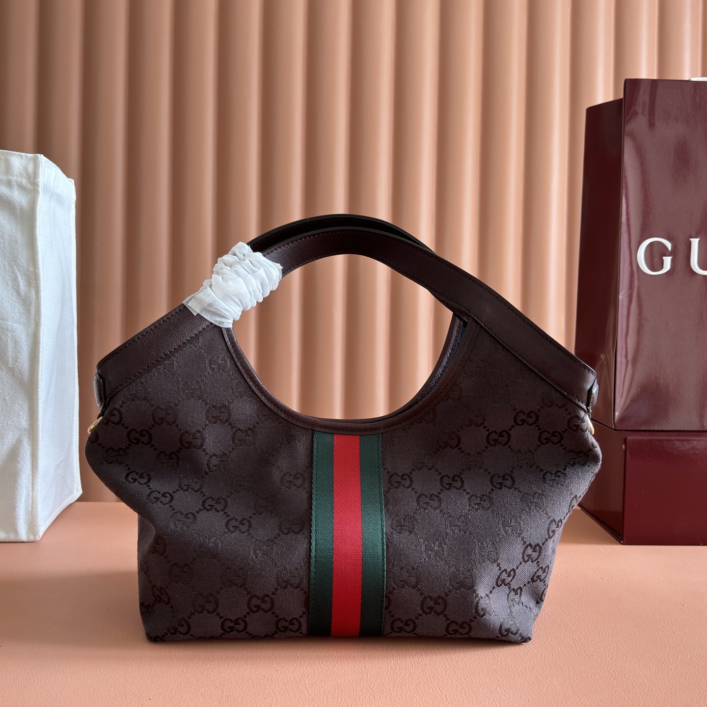 [TOP] GUCCI Giglio Tote Bag 25x20x15cm - Brown