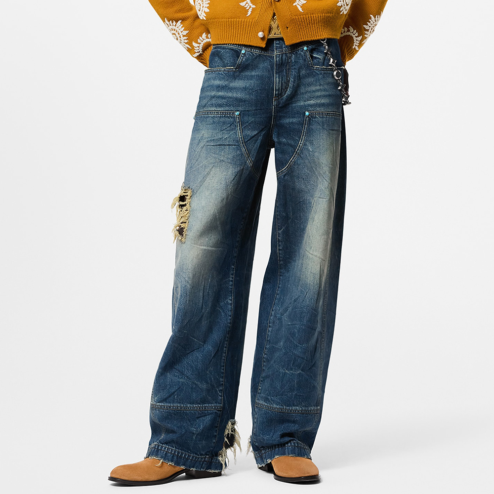 Louis Vuitton turquoise Clothing LOUIS VUITTON Turquoise Western Jeans #388149 View 2 | Nigo Office