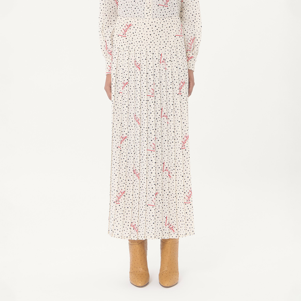 Valentino Plusdepois Bubble Print Crepe De Chine Skirt for Woman in Vanilla Multicolor #383497