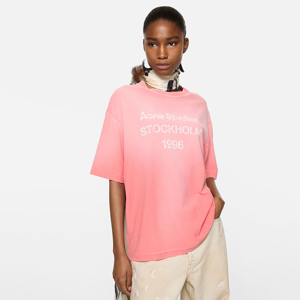 Acne Studios Sprayed Logo T-shirt Tango Pink #387841