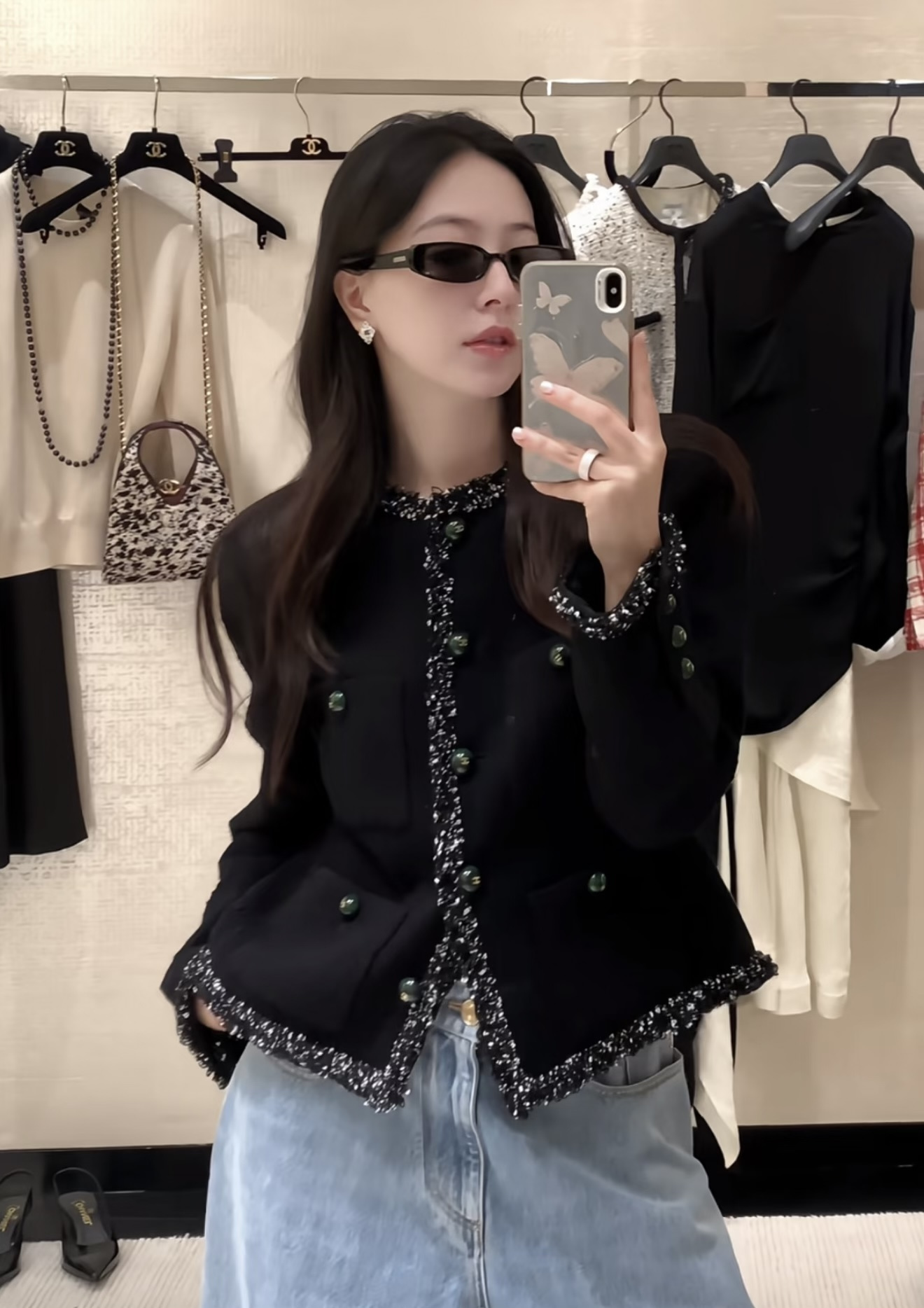 Chanel black Clothing Chanel Top-quality Version Black Glazed Jacket #395608 View 2 | Nigo Office