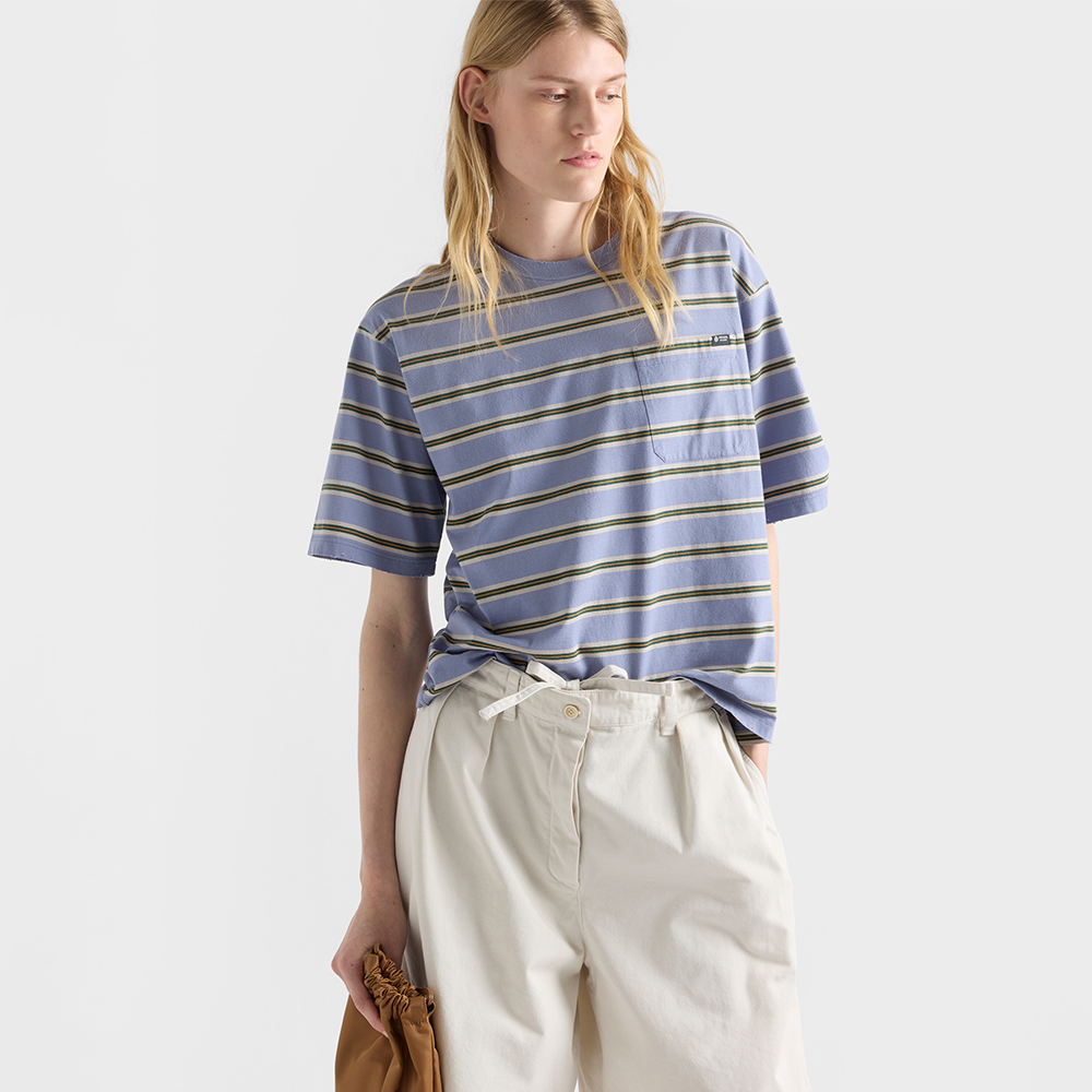 PRADA Periwinkle Lime Striped Cotton Jersey T-shirt #386537