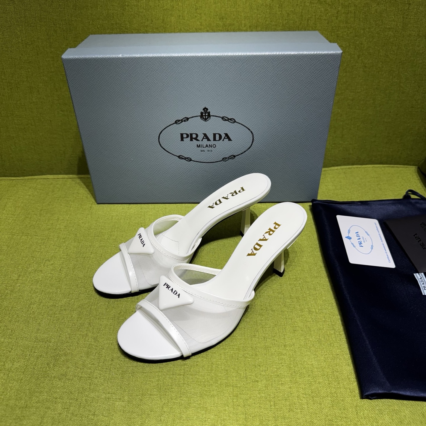[TOP] PRADA 7.5cm High Heel Slippers - White - 711 Luxury