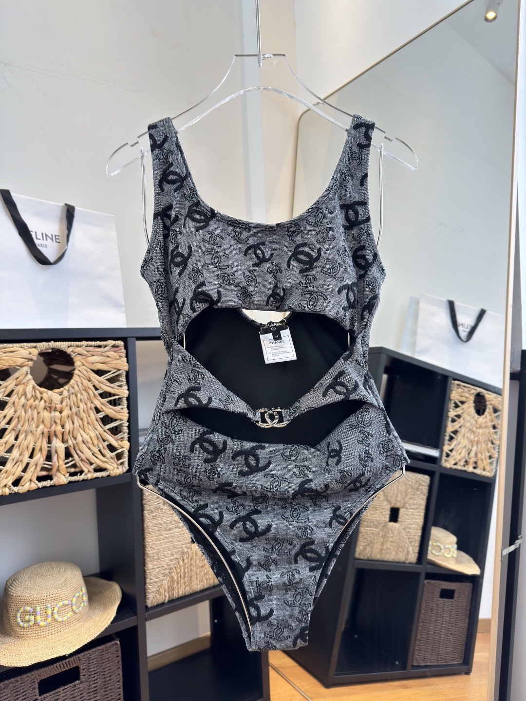 [TOP] CHANEL One-Piece Swimsuit - Gray - 711 Luxury