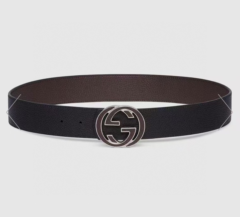 [TOP] GUCCI Men's GG Belt 4.0cm - Black/Chocolate - 711 Luxury