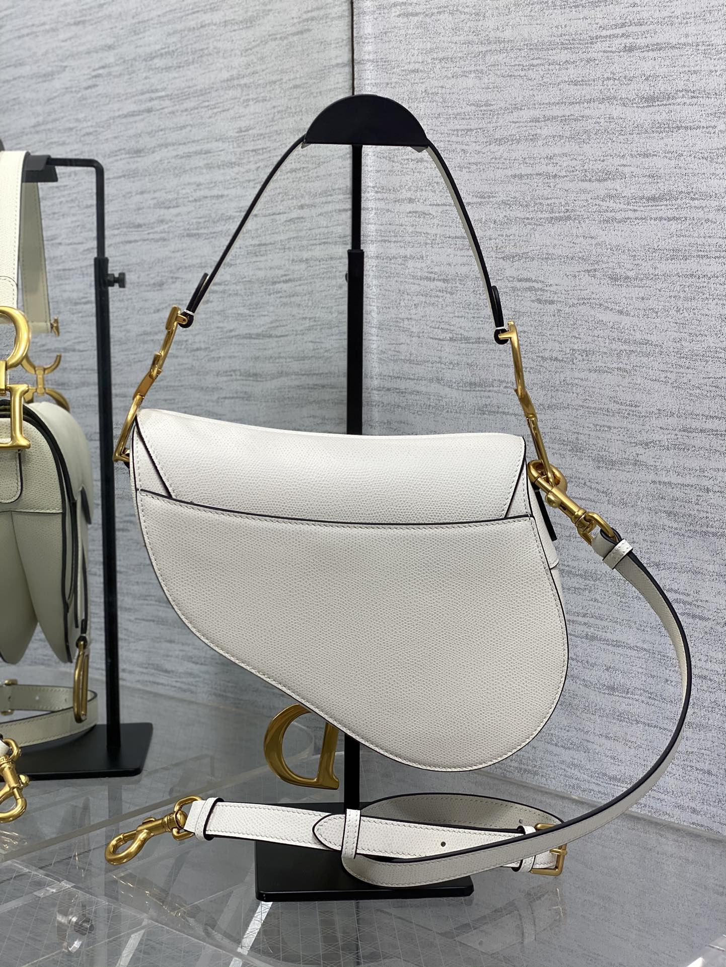 [TOP] Christian Dior Saddle Bag 25cm - White - 711 Luxury