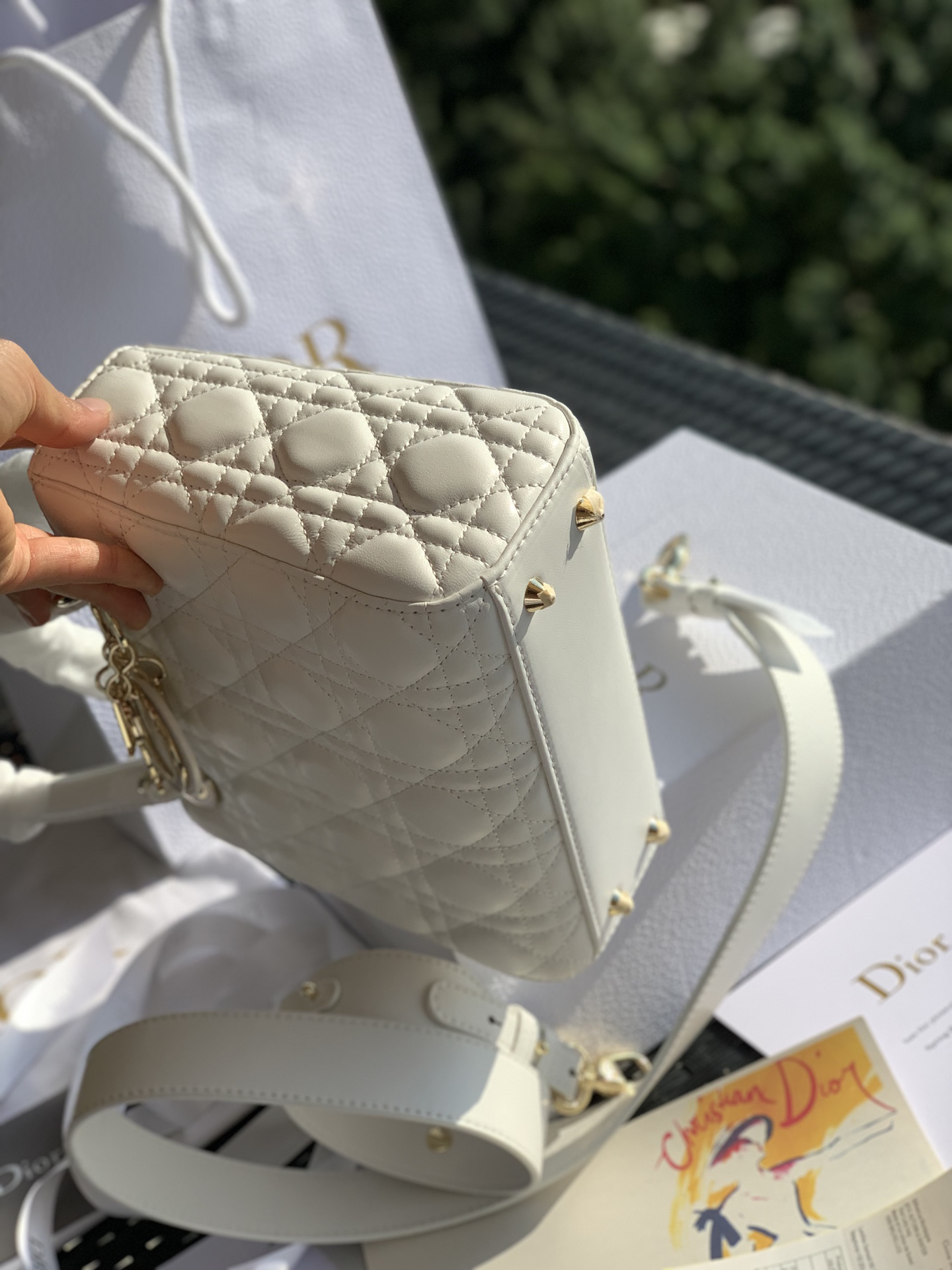 [TOP] Christian Dior Lady Dior Bag Lambskin 20x16.5x8cm - White