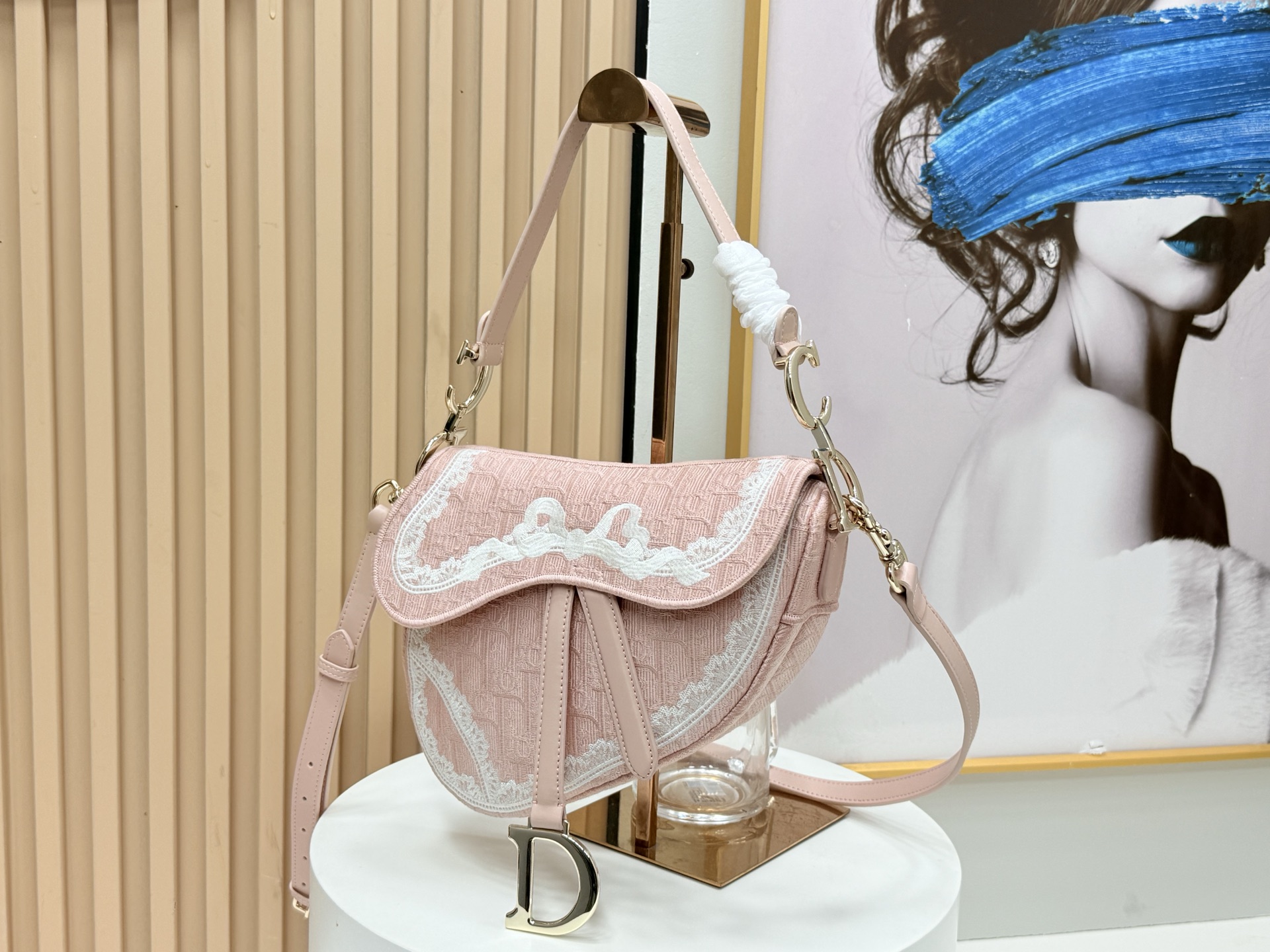 [TOP] Christian Dior Saddle Bag  24×16×18cm - Pink