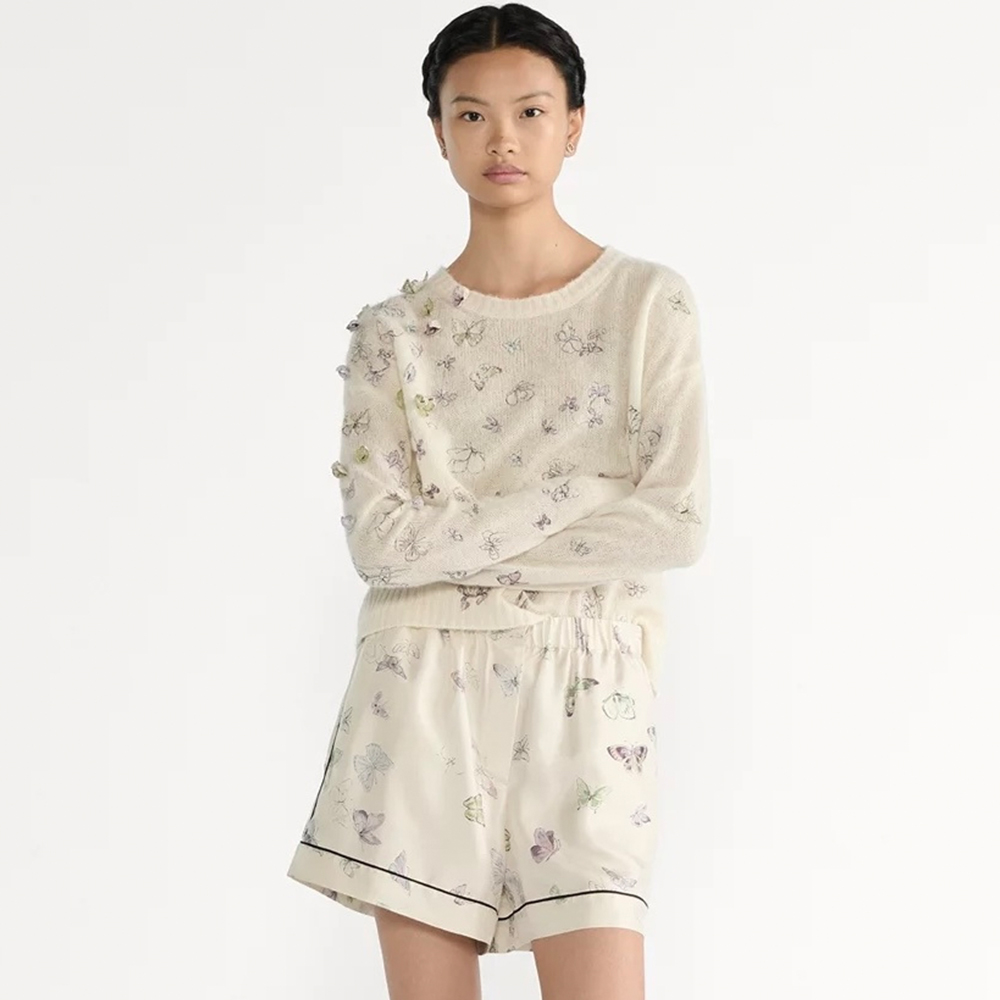 Dior Embroidered Sweater White Alpaca, Cashmere and Silk Knit #386263