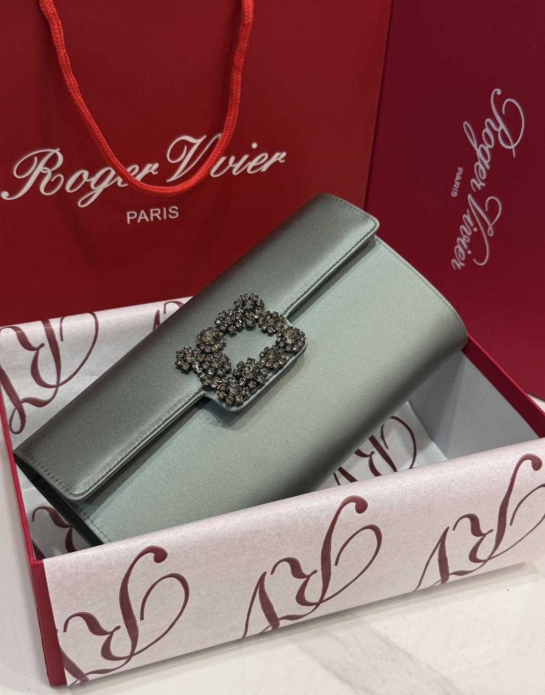 [TOP] ROGER VIVIER Diamond Bag 24-13-3 CM - Dark Grey - 711 Luxury