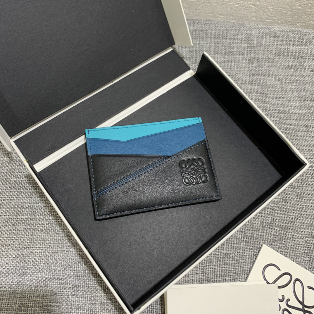 [TOP] LOEWE Card Holder 10.5*7.5cm - Black and Blue
