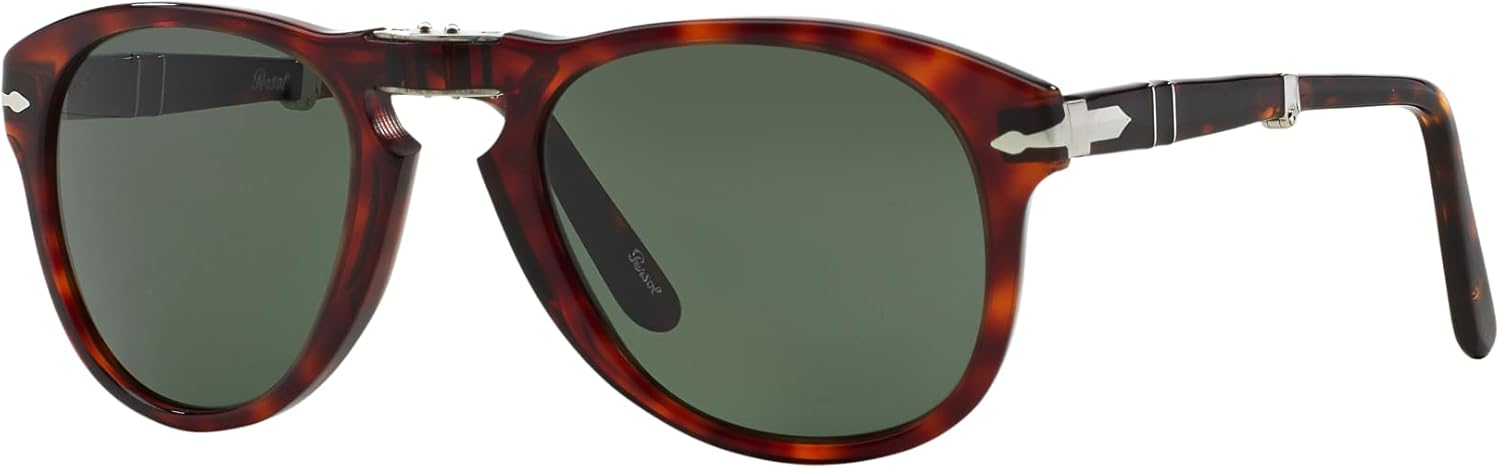 Persol PO0714 Aviator Sunglasses, Havana/Green, 52 mm