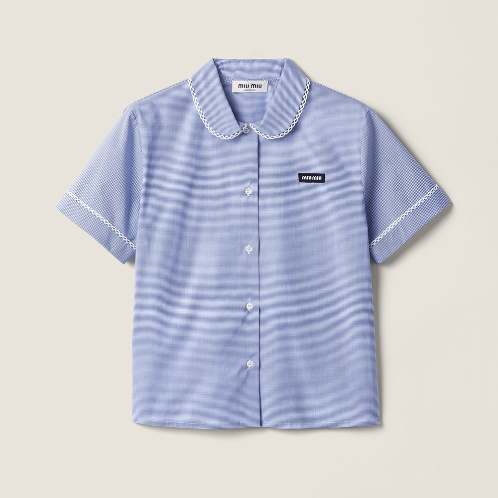 Designer white Clothing MiuMiu White light Blue Gingham Shirt Miniskirt #379218 View 2 | Nigo Office