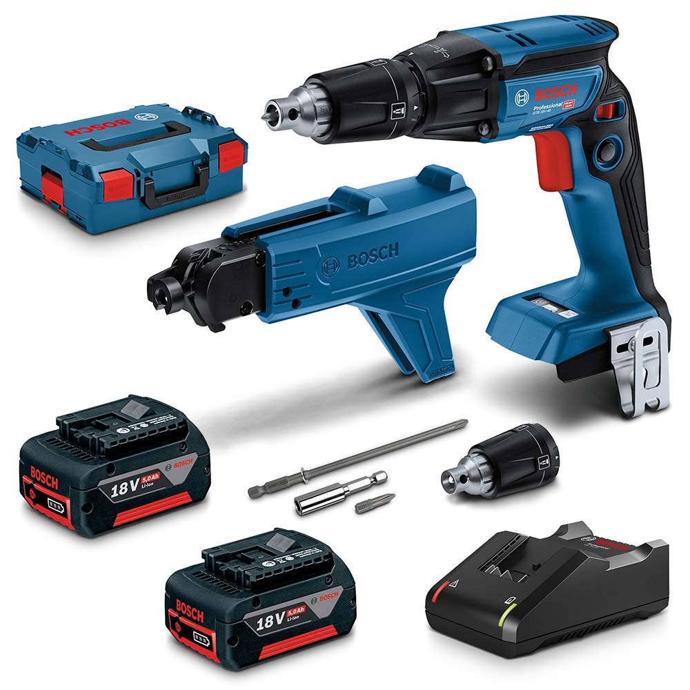 BOSCH 18V 2 x 5.0Ah 1/4" Screwdriver Drywall Kit 06019K7041