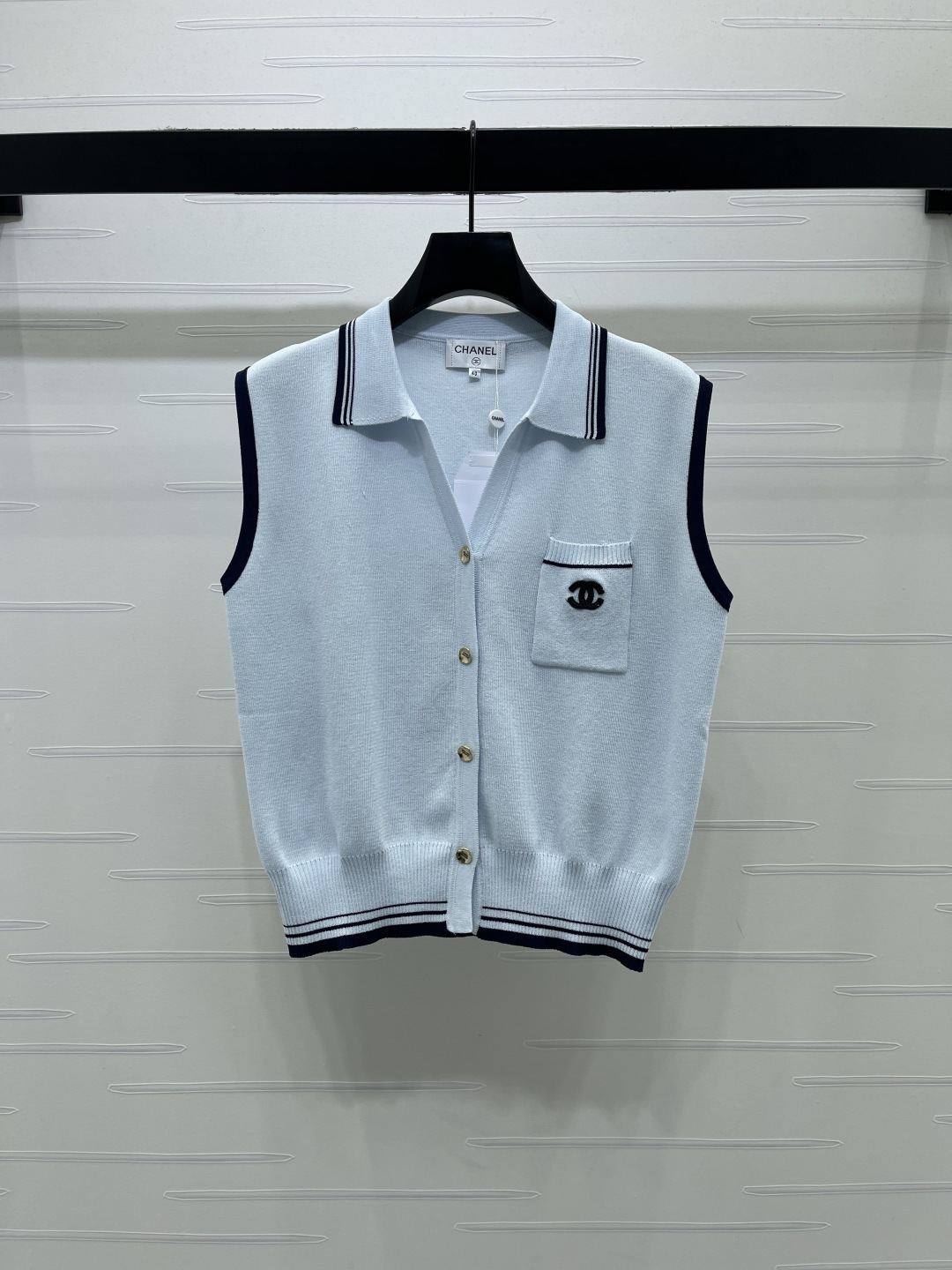 [TOP] CHANEL Knit Vest - Blue - 711 Luxury