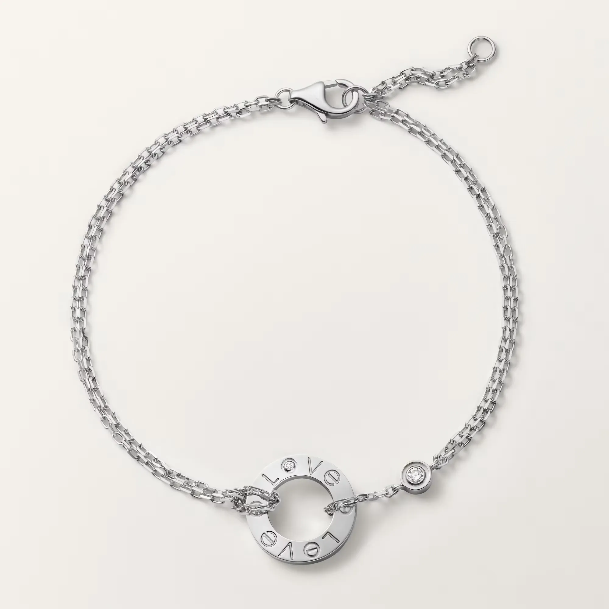 Carty Love Luna Loop Bracelet, White Gold, 2 Moissanite