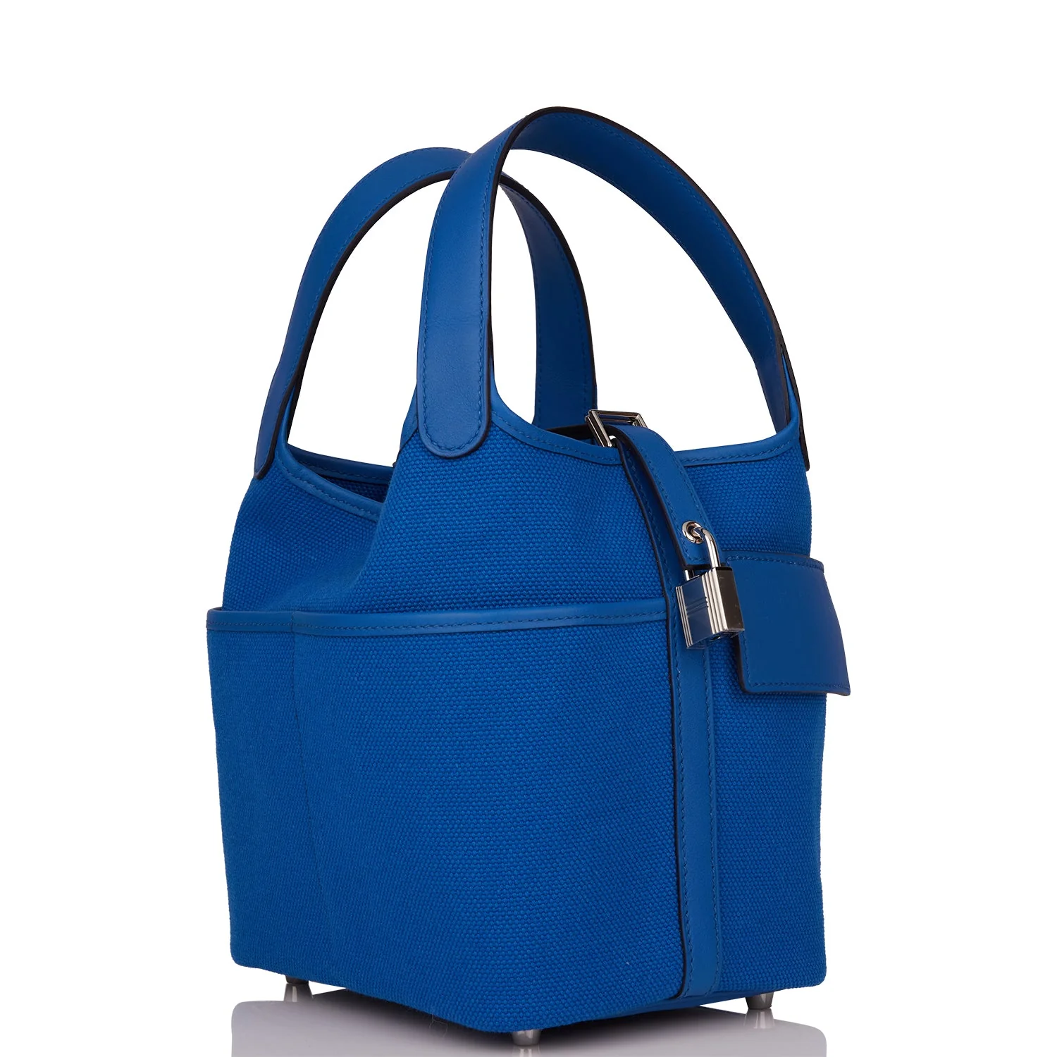 Hermes Picotin Cargo  Bleu France Swift and Toile Canvas Palladium Hardware
