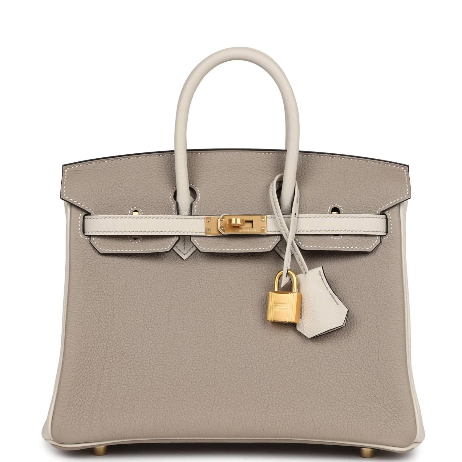 Hermes Special Order (HSS) BirkinGris Tourterelle and Craie Togo Brushed Gold Hardware
