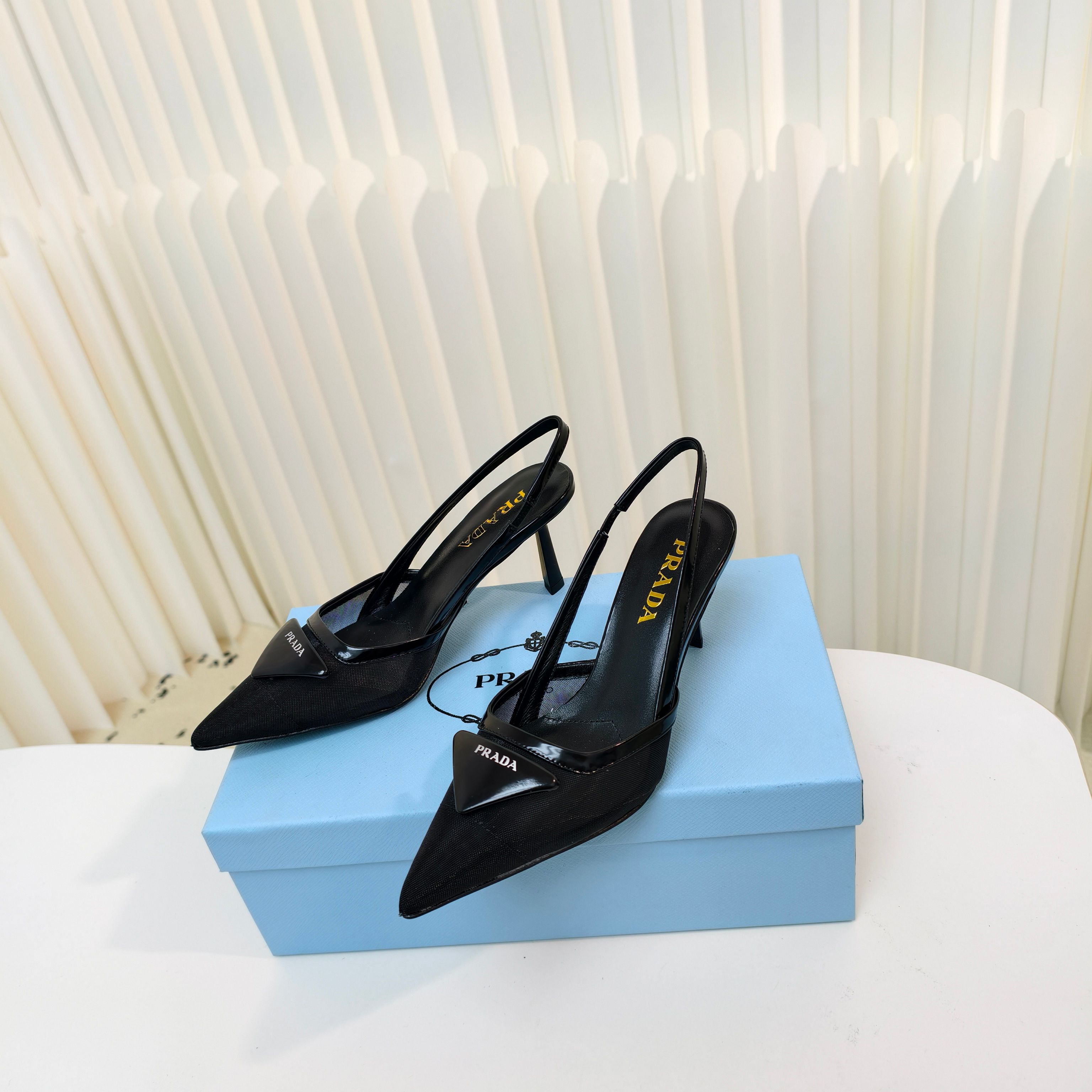 [TOP] PRADA 7.5cm High Heel Mules - Black - 711 Luxury
