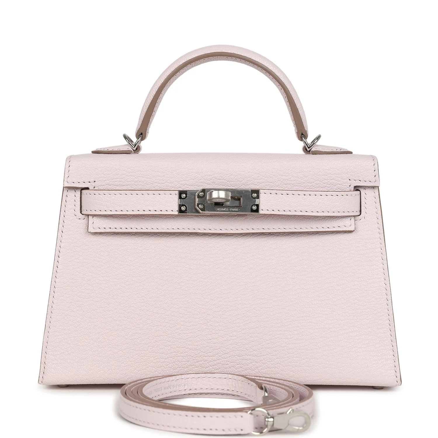 Hermes Kelly Sellier  Mauve Pale Chevre Palladium Hardware