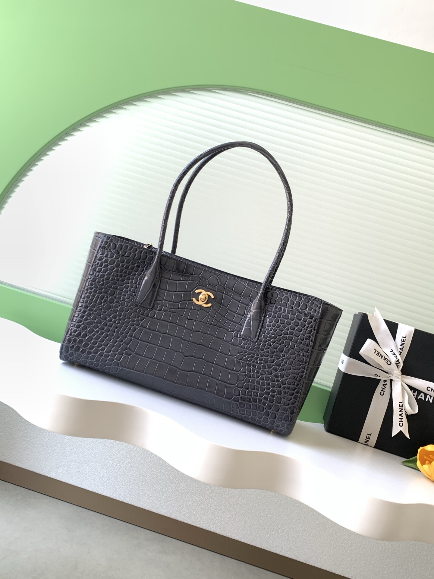 [TOP] CHANEL Cerf Series Tote Bag Crocodile Pattern 20-39-13cm - 4 Colors - 711 Luxury