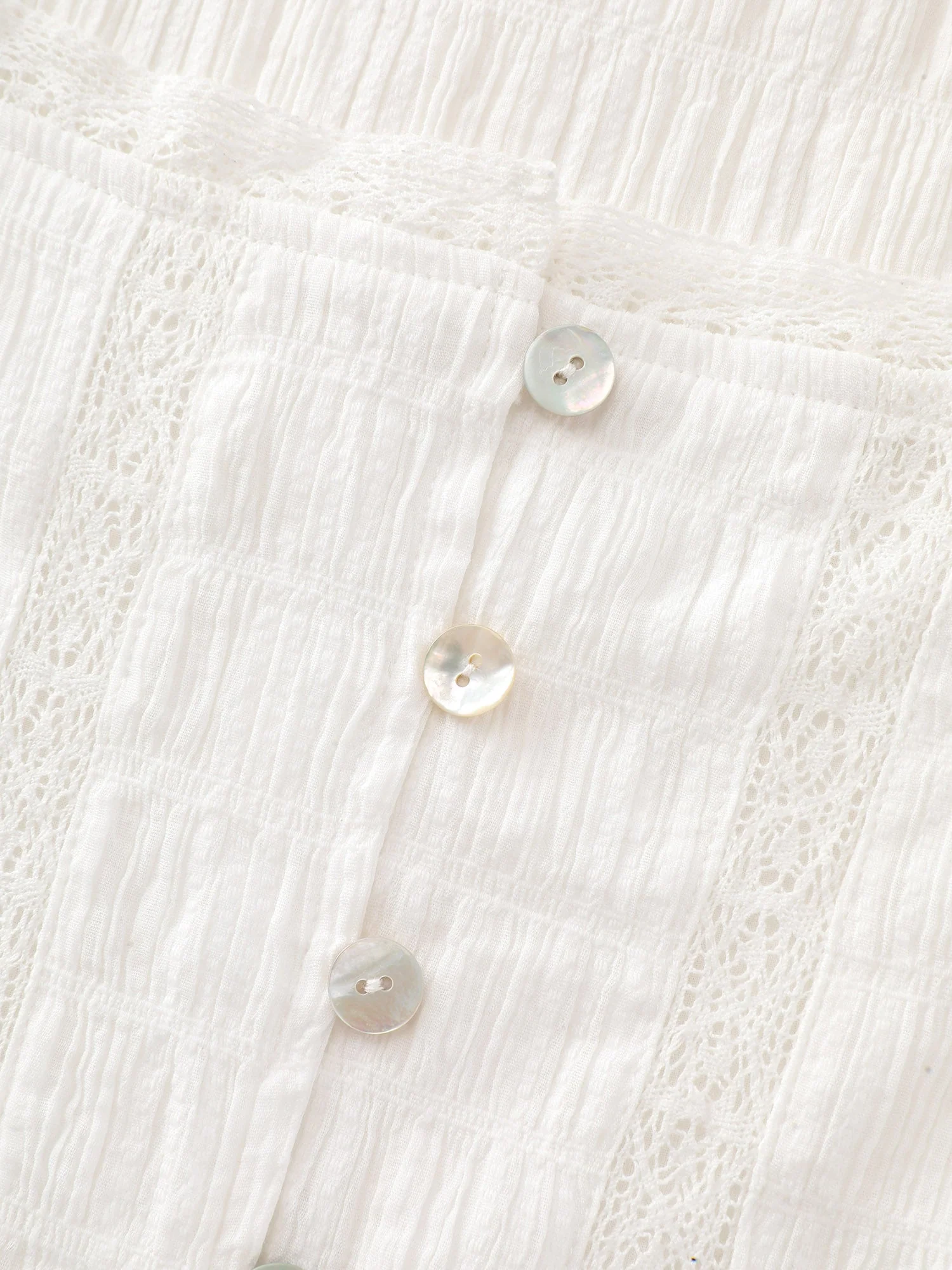 Lace Trim Sheer Ruffled Hem Blouse