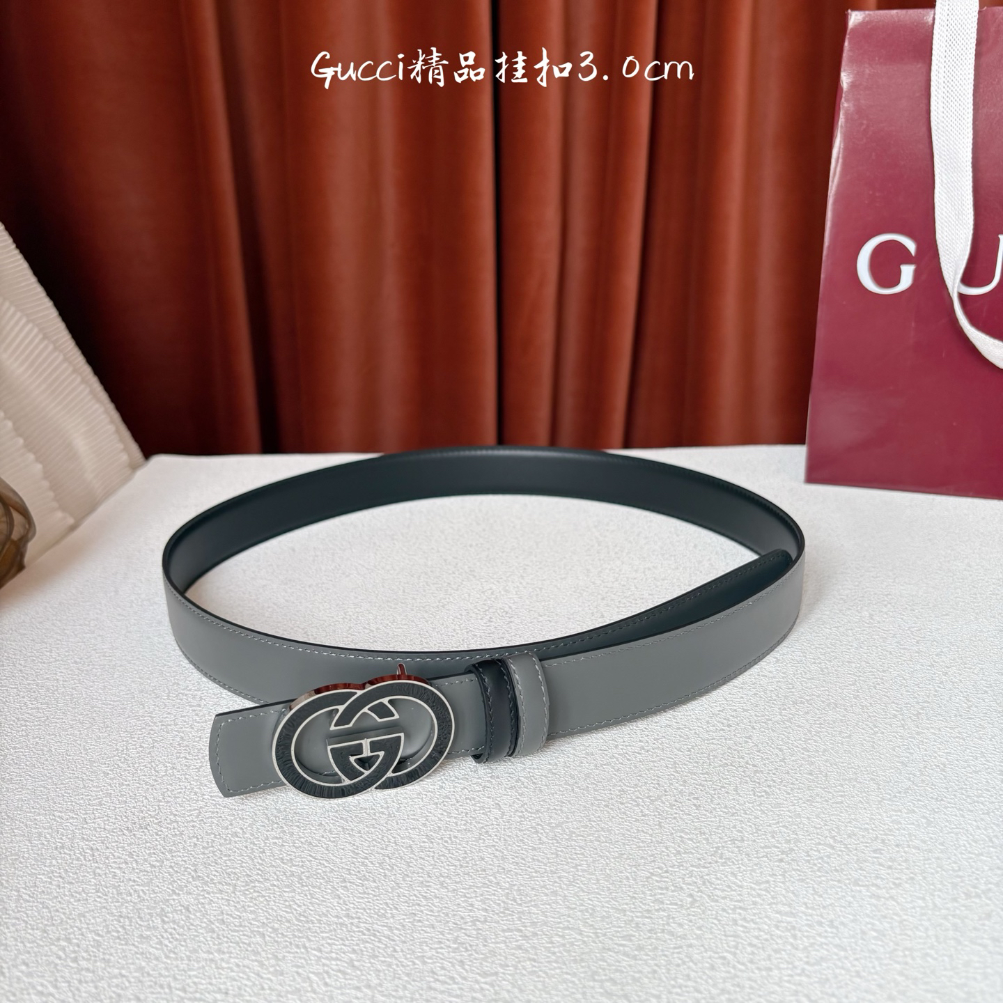 [TOP] GUCCI Belt 3 cm - Grey - 711 Luxury