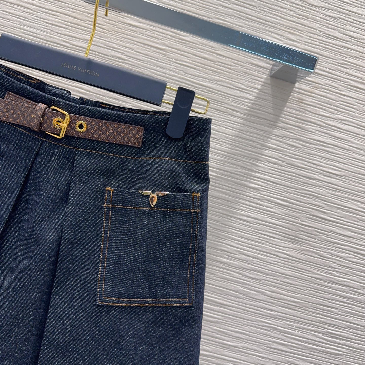 [TOP] Louis Vuitton LV Denim Skirt - Navy Blue