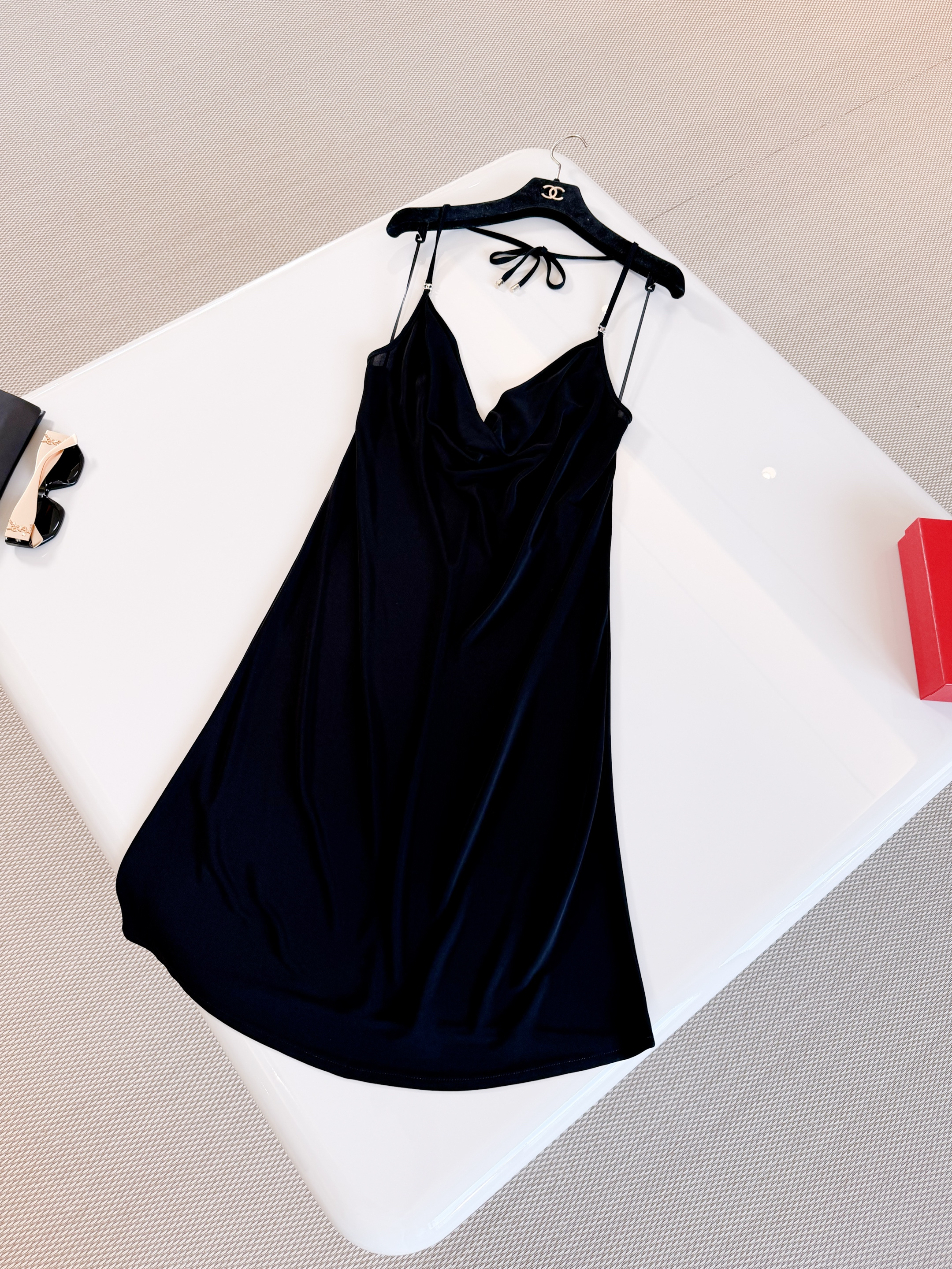 CHANEL Dress Mixed Fibers Black #384382