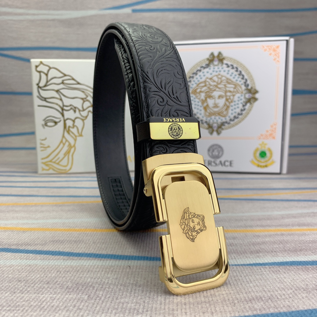 [TOP] VERSACE Men's Belt 3.5 cm - Black - 711 Luxury