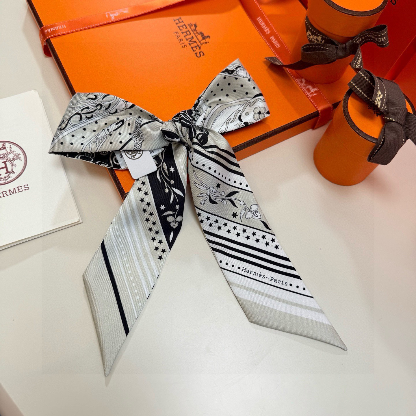 [TOP] HERMES Twilly Scarf 5x86cm - Gray - 711 Luxury