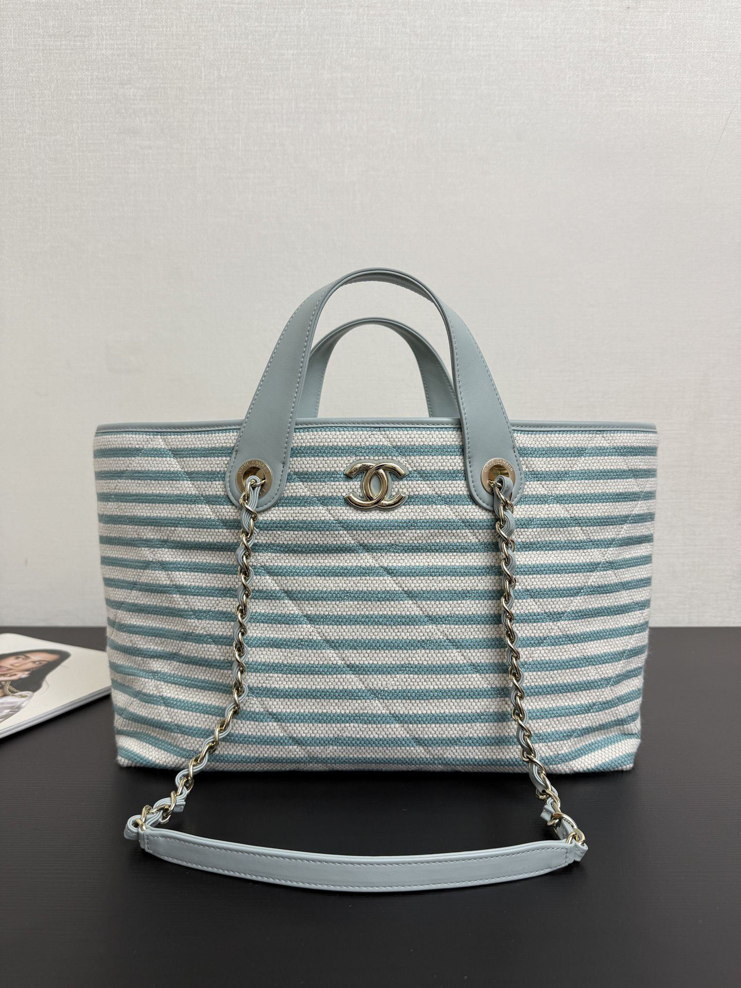 [TOP] CHANEL Beach Shopping Bag 46x25x13cm - Green