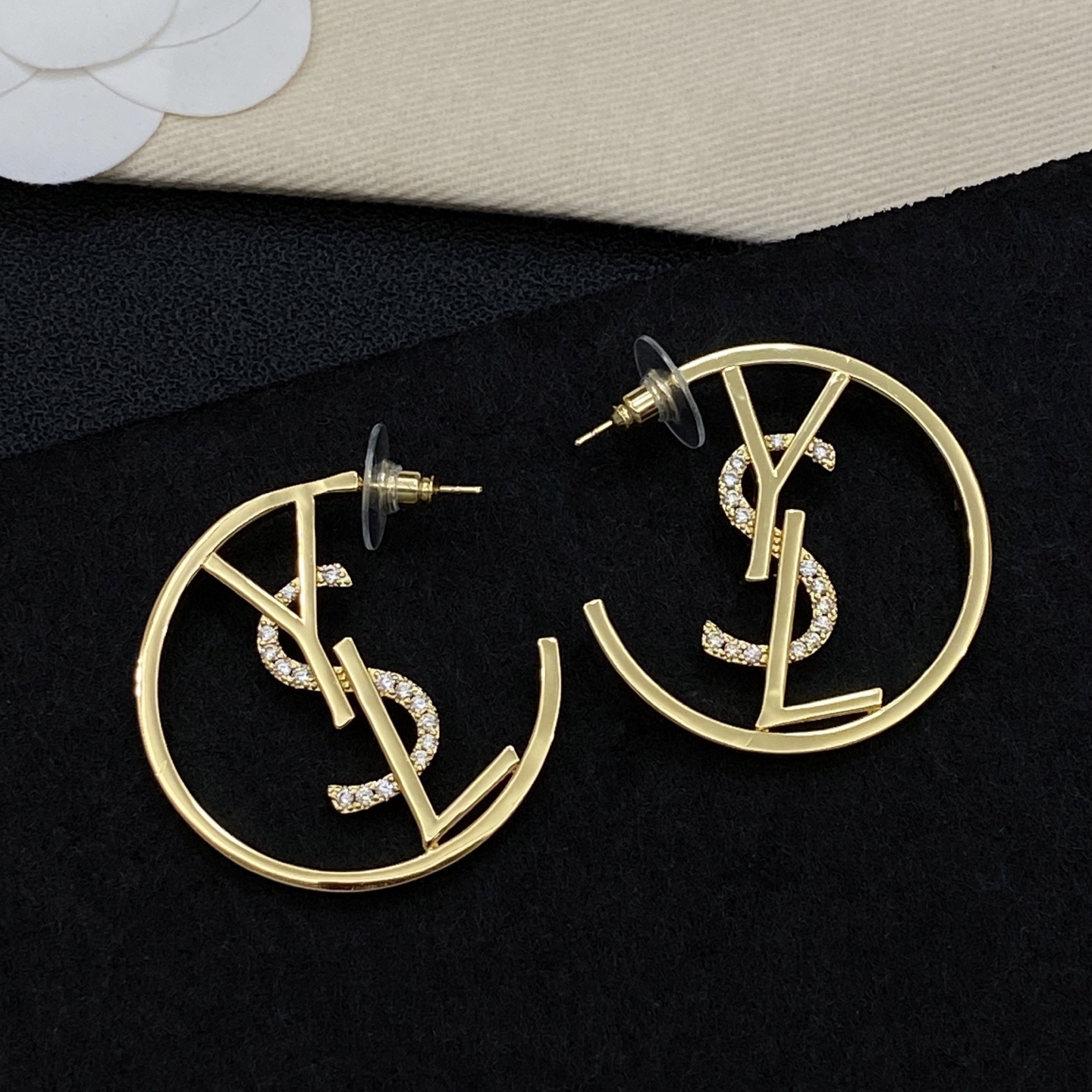 [TOP] Yves Saint Laurent YSL Earrings - Gold - 711 Luxury