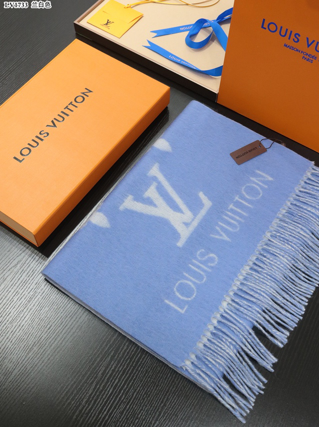 [TOP] Louis Vuitton LV  Cashmere Scarf - Blue