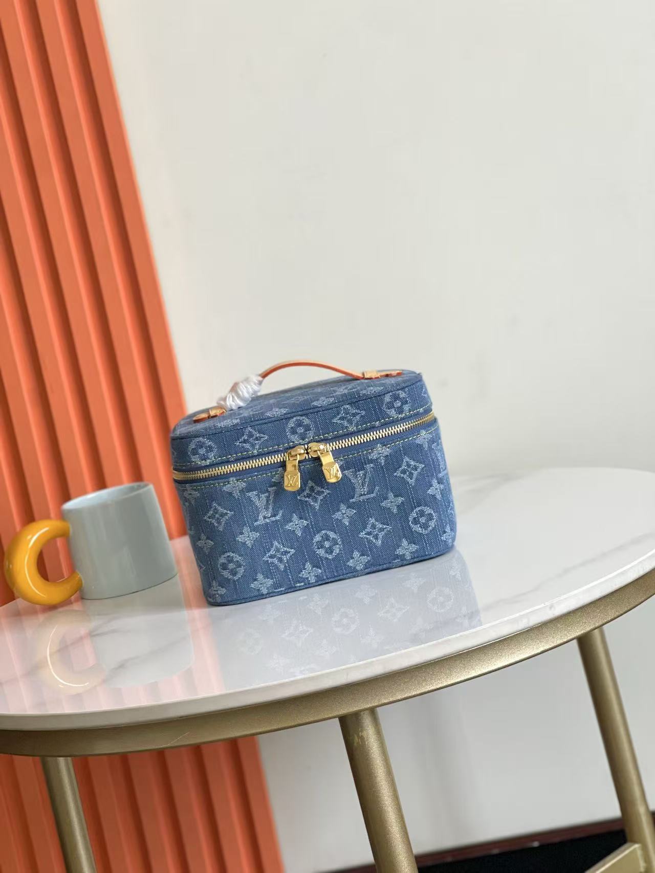 [TOP] Louis Vuitton LV Denim Fabric Vanity Chain Pouch 20 x 13.5 x 12 cm - Blue - 711 Luxury