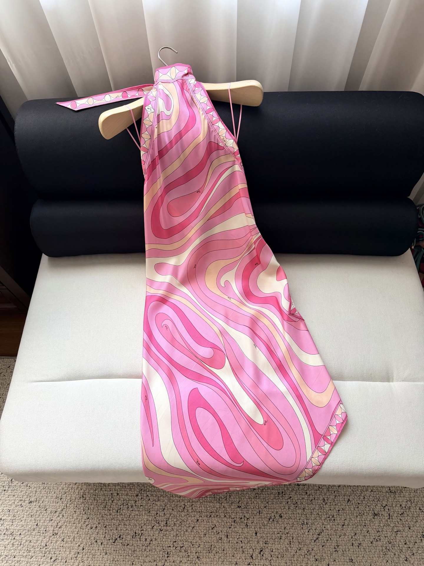 PUCCI Halterneck Printed Silk-Twill Midi Dress in Pink #379314